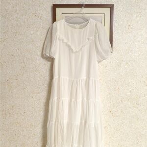 Elegant White Ruffled Dress